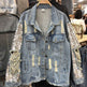 Street Fashion Heavy Industry lose Ripped Sequined Sleeve Denim Jacket Women - EX-STOCK Canada