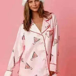 Satin Printed Santa Claus Two-piece Suit Home - EX-STOCK CANADA