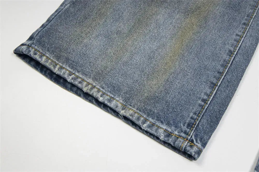 Punk Make Old Ripped Letter Denim Trousers Men Jeans - EX-STOCK CANADA
