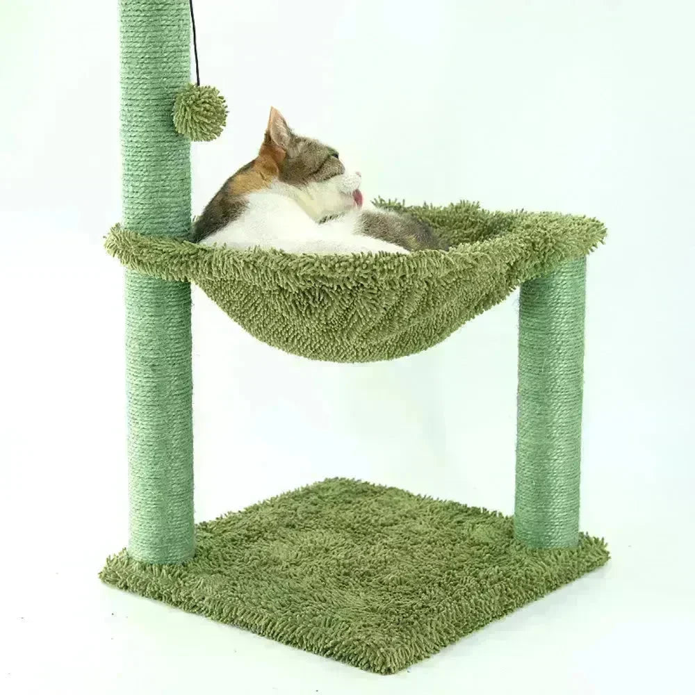 Sisal Cactus Cat Tree With Hammock Cat Climbing Frame - EX-STOCK CANADA