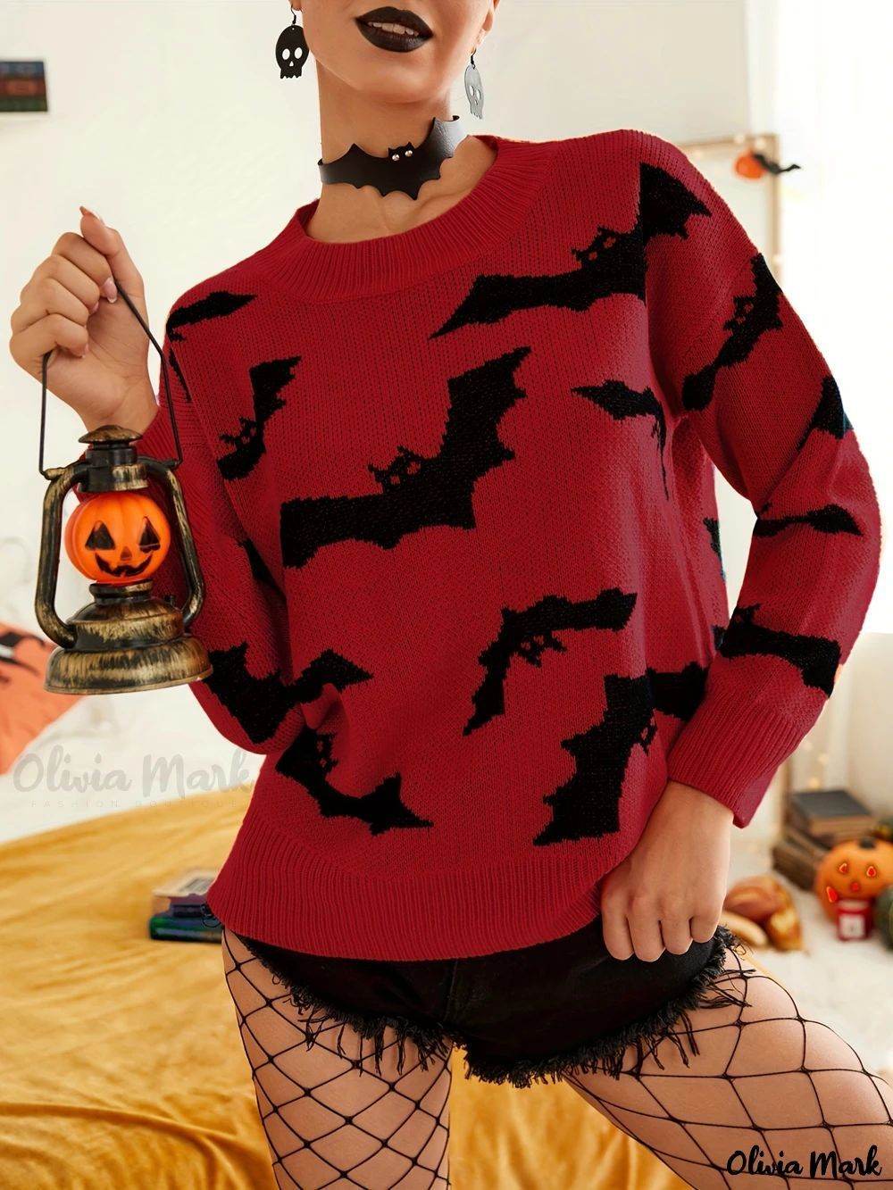 Fashion Women's Wear Long Sleeve Halloween Brocade Sweater Knitted - EX-STOCK Canada