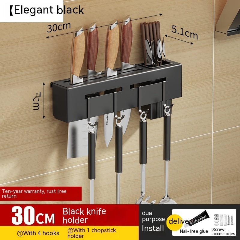 Wall-Mounted No-Drill Kitchen Utensil Rack with Hooks — product view 6 of 17 | EX-STOCK