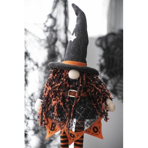 8.3x5x24 Fabric Standing Gnome W Orange Banner Spring Body, For Halloween Decor - EX-STOCK Canada