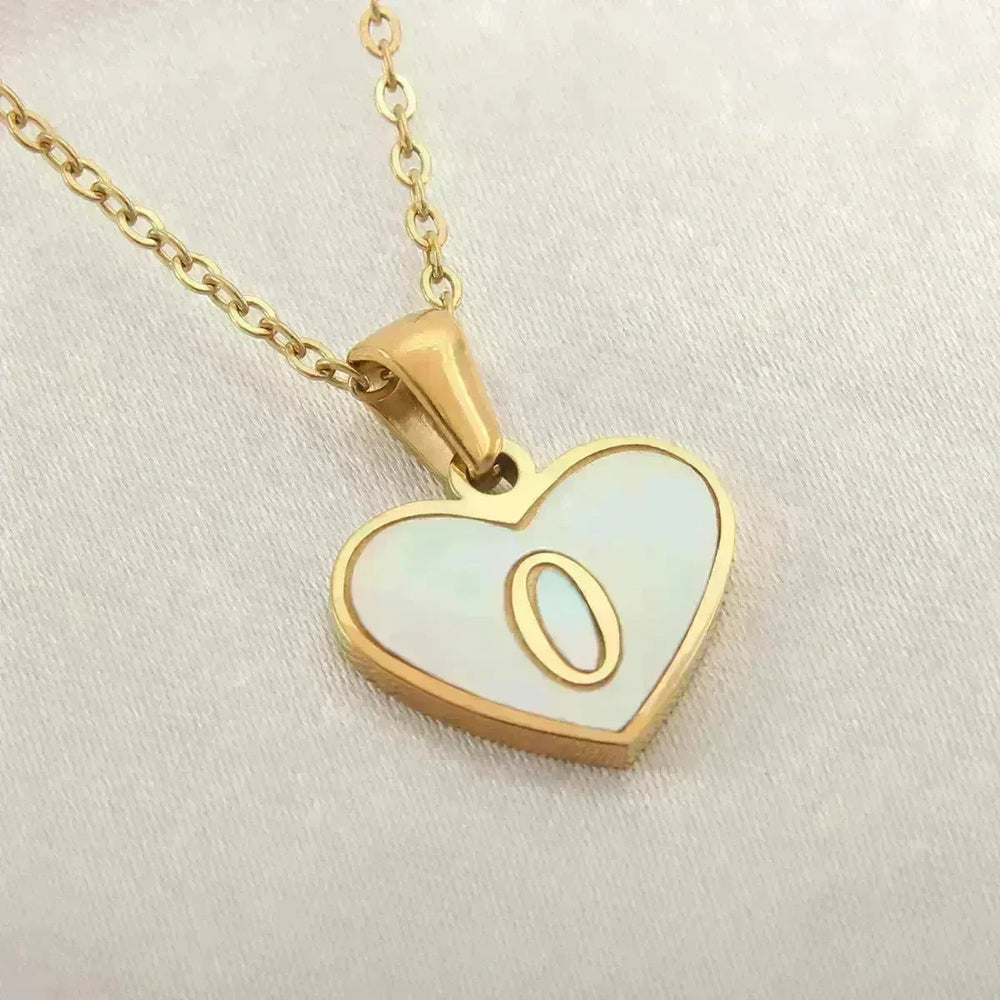 26 Letter Heart-shaped Necklace White Shell Love Clavicle Chain Fashion Personalized Necklace For Women Jewelry Valentine's Day - EX-STOCK CANADA