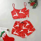 Christmas European And American Thin Pajamas Women's Sleeveless Shorts Milk Silk Simple Casual Two-piece Suit Homewear - EX-STOCK CANADA