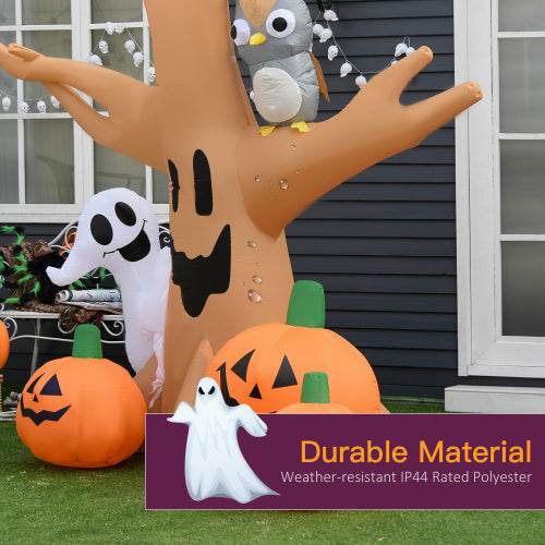 HOMCOM 7.5 Tall Lighted Halloween Inflatables Outdoor Decorations Haunted Tree With Owl, Ghost, Pumpkins, Blow Up LED Yard Decor For Garden, Lawn, Party, Holiday, Waterproof - EX-STOCK Canada