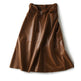 Fashion Retro All-match A- Line High Waist Formal Office Work Midi Faux Leather Skirt - EX-STOCK Canada