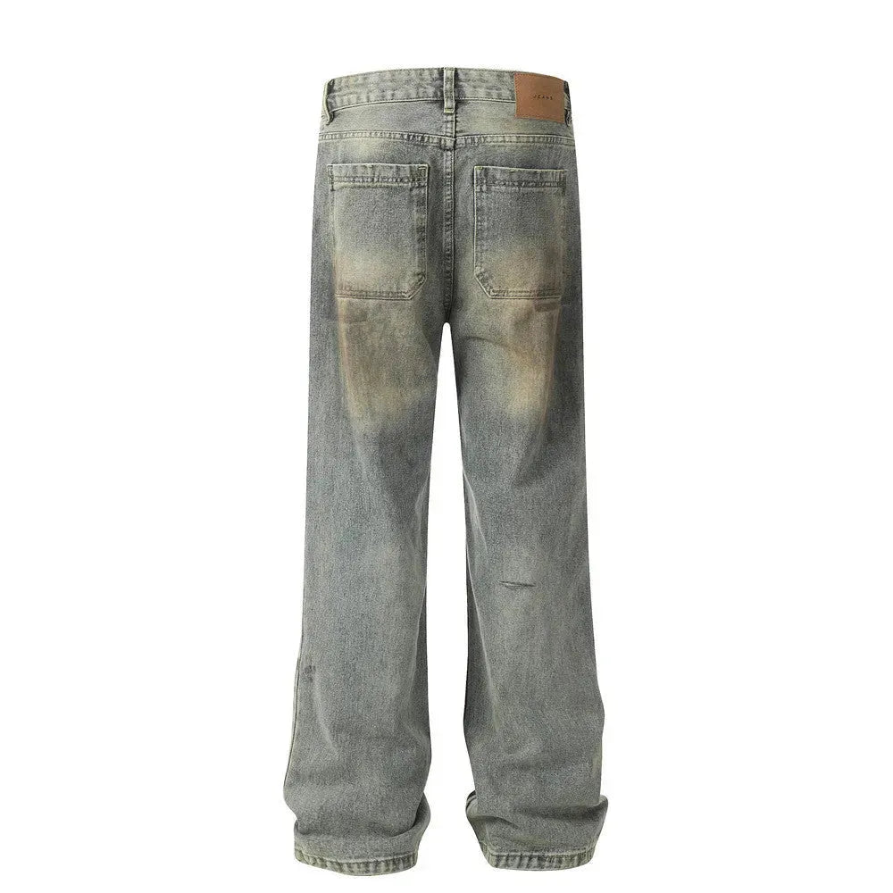 Hole Denim Men Trousers Heavy Industry Washing Jeans - EX-STOCK CANADA