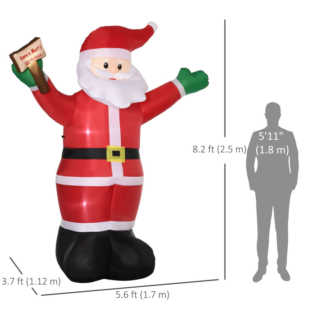 8ft Inflatable Christmas Santa Claus Holds Light Sign Of Blessings, Blow-Up Outdoor LED Yard Display For Lawn Garden Party EX-STOCK Canada 