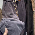 Fleece-lined Thick Track sweat Pants Medium Large Children fall Winter Warm And Loose Leisure One Lambswool Outer Wear Trousers - EX-STOCK Canada