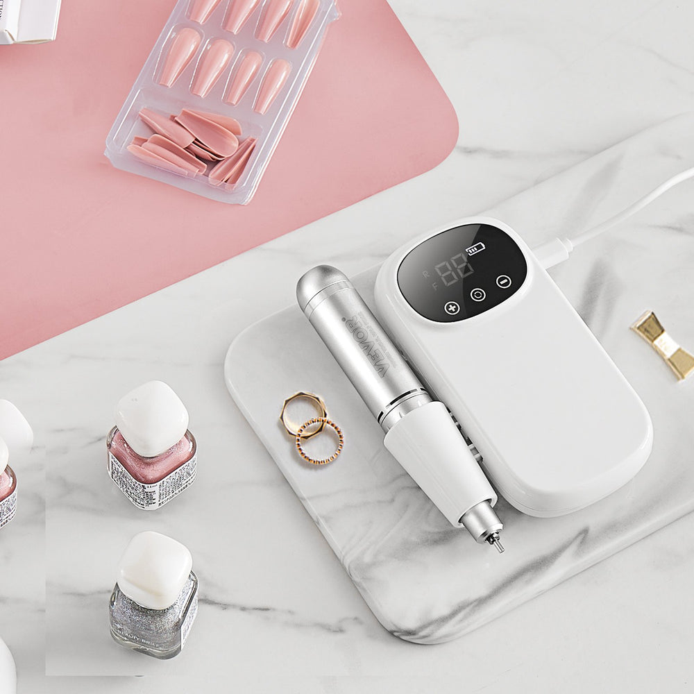 VEVOR Electric Rechargeable Nail Drill, 35,000RPM Portable Cordless Nail E File Machine, LCD-Display Acrylic Gel Grinder Tool With 6 Bits And 50PCS Sanding Bands For Manicure Pedicure Carve Polish EX-STOCK Canada 