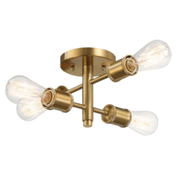 Ephemeral Four Lights Semi Flush Mount Retro Hallway Kitchen Bedroom Living Room Ceiling Pendant 11 W X 6.5 H EX-STOCK