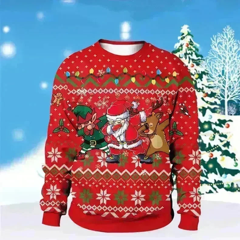 Men And Women Digital Printing Christmas Round Neck Sweater Tops - EX-STOCK CANADA