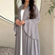 Abaya two piece set Elegant Satin Plain Color Abaya Kimono Open front Abaya Dubai Abaya wear for Middle East Women - EX-STOCK Canada