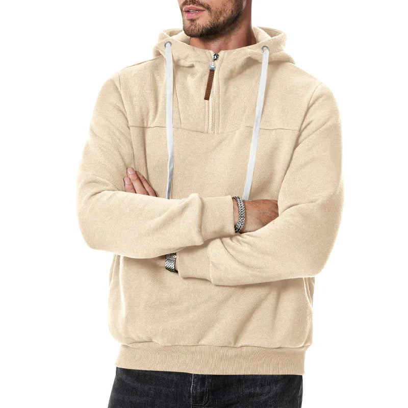 New Men's Heavy Fleece-lined Half-zip Sporty Casual Hooded Sweatshirt EX-STOCK Canada 