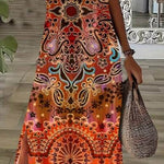 Spring Summer Boho-Chic Plus Size Floral Print Dress Side Slit maxi dress - EX-STOCK Canada