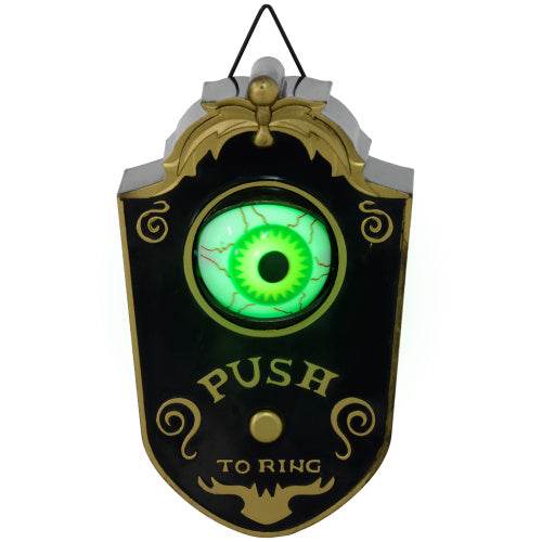 HOMCOM 7.1 Halloween Decoration, Animatronic Doorbell With Simulation Light-up Eyeball, Sound And Motion Activated Animated Prop W Piercing Doorbell Sound - EX-STOCK Canada