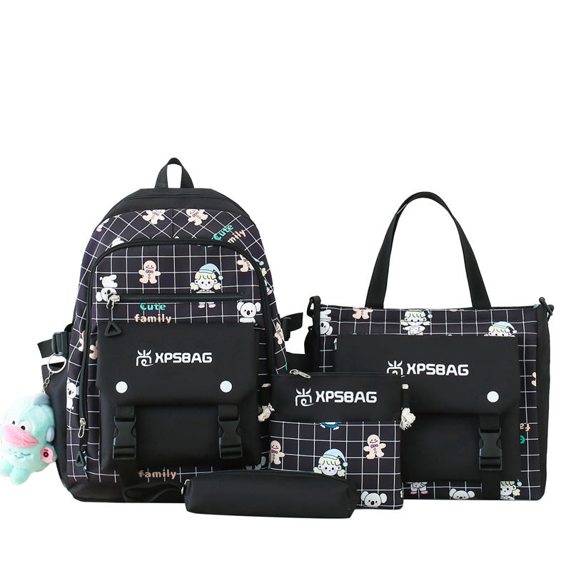 Backpack Primary School Girls Schoolbag Women's Four-piece Set EX-STOCK