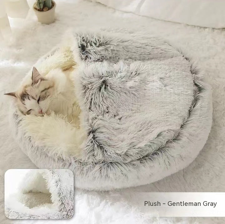 2 In 1 Dog And Cat Bed Pet Winter Bed Round Plush Warm Bed House Soft Long Plush Pets Bed Pet Products EX-STOCK Canada 