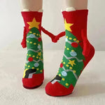 Christmas Magnetic Socks Cute Elk Santa Claus Snowman Hand-holding Socks For Couple - EX-STOCK CANADA