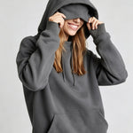 Grey Women's Fleece-Lined Hoodie & Jogger Set with Eye Mask Hood – Pink, Black, Beige | S–3XL