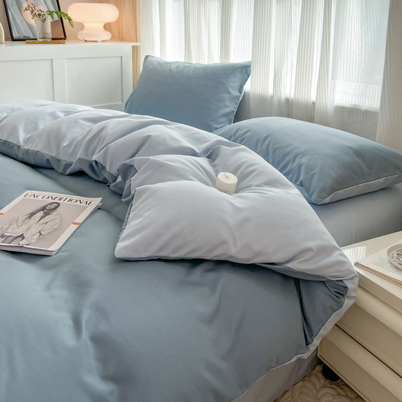 Solid Color Four-piece Set Simple Washed Sanding Duvet Cover EX-STOCK Canada 