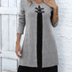 Contrast Color Buckled Round Neck Fashion Winter Sweater Dress - EX-STOCK Canada