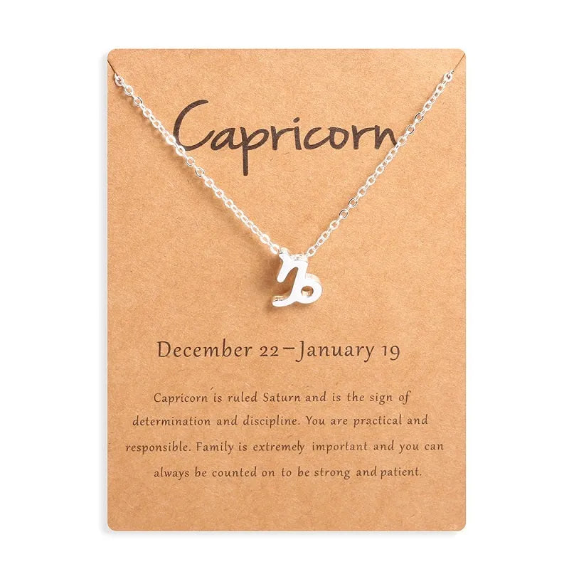 12 Zodiac Sign Necklaces With Gift Card Constellations Pendant Necklace Jewelry - EX-STOCK CANADA