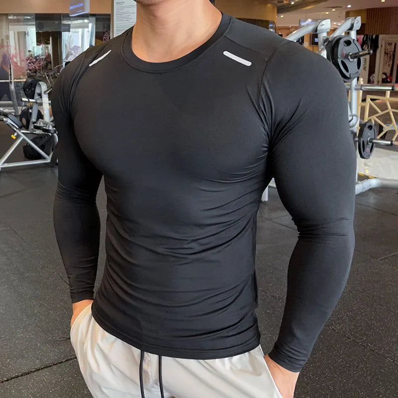 Muscle Fitted Elastic Long sleeve Running Workout Gym T-shirt for men - EX-STOCK CANADA
