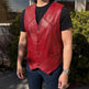 Men's Sheep Leather Vest. Snap Closure & Front Pockets 