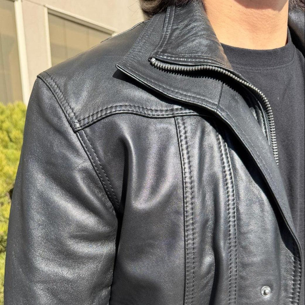 BOL Men's Double Collar Leather Bomber Jacket 