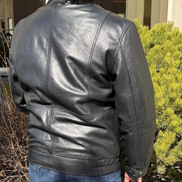 BOL Men's Double Collar Leather Bomber Jacket 