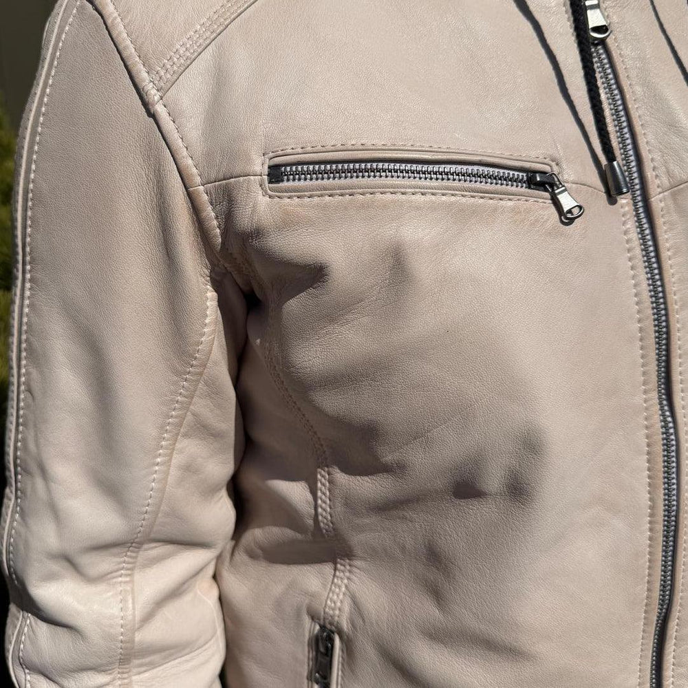 BOL Men's Hooded Snap Collar Leather Jacket 