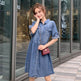 Casual Short sleeve Loose denim dress - EX-STOCK Canada