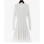 Autumn Winter Round neck Slim fit Mini Flared Sweater Dress - EX-STOCK Canada