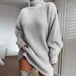 Winter Solid Mini Jumper Dress Turtleneck Sweater Dress - EX-STOCK Canada
