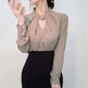 White Chiffon Blouse top Long Sleeves Office Blouses For Women - EX-STOCK CANADA