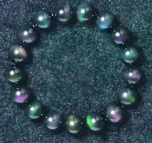 Rainbow Purple Green Eye Obsidian Bracelet - EX-STOCK CANADA