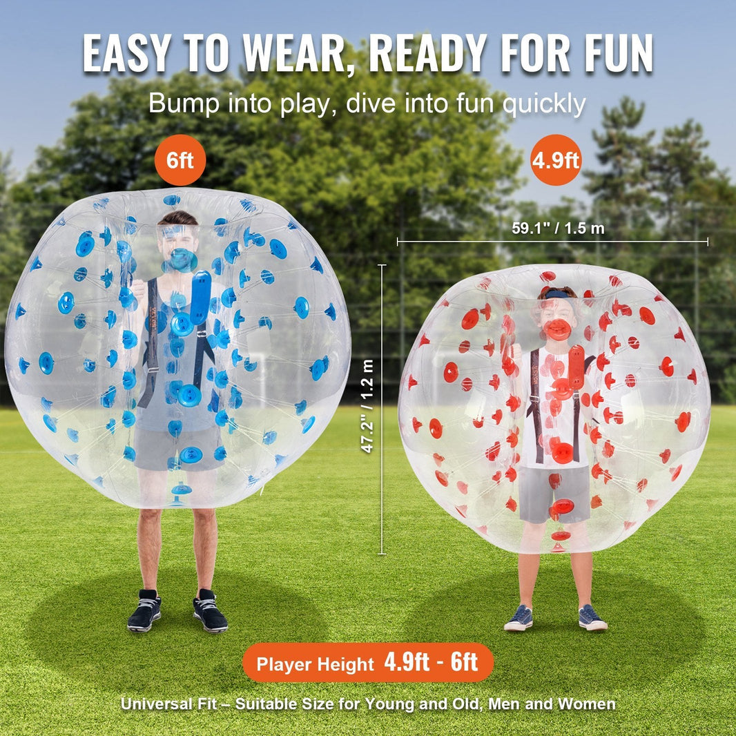 Inflatable Bumper Balls 2-Pack, 5FT 1.5M Body Sumo Zorb Balls For Teen & Adult, 0.8mm Thick PVC Human Hamster Bubble Balls For Outdoor Team Gaming Play, Bumper Bopper Toys For Garden, Yard, Park EX-STOCK