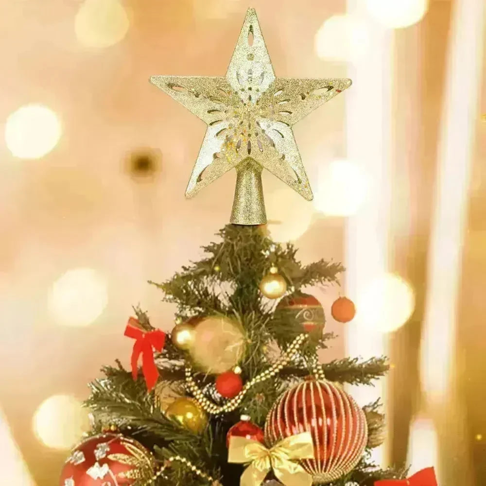 Christmas Tree Top Light Star Snowflake Shape LED Laser Projector Lights Christmas Tree Ornament - EX-STOCK CANADA