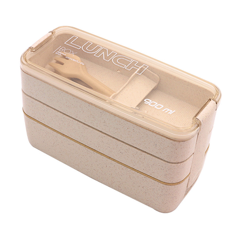 Three-layer Wheat Stalk Separated Bento Lunch Box EX-STOCK
