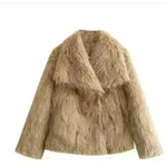 Winter Plush Open front Coat Thick lapel Outwear Faux Fur Coat women - EX-STOCK CANADA