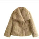 Winter Plush Open front Coat Thick lapel Outwear Faux Fur Coat women - EX-STOCK CANADA