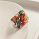 New Transparent Resin Ring Fruit Square Ring Acrylic Ring - EX-STOCK CANADA