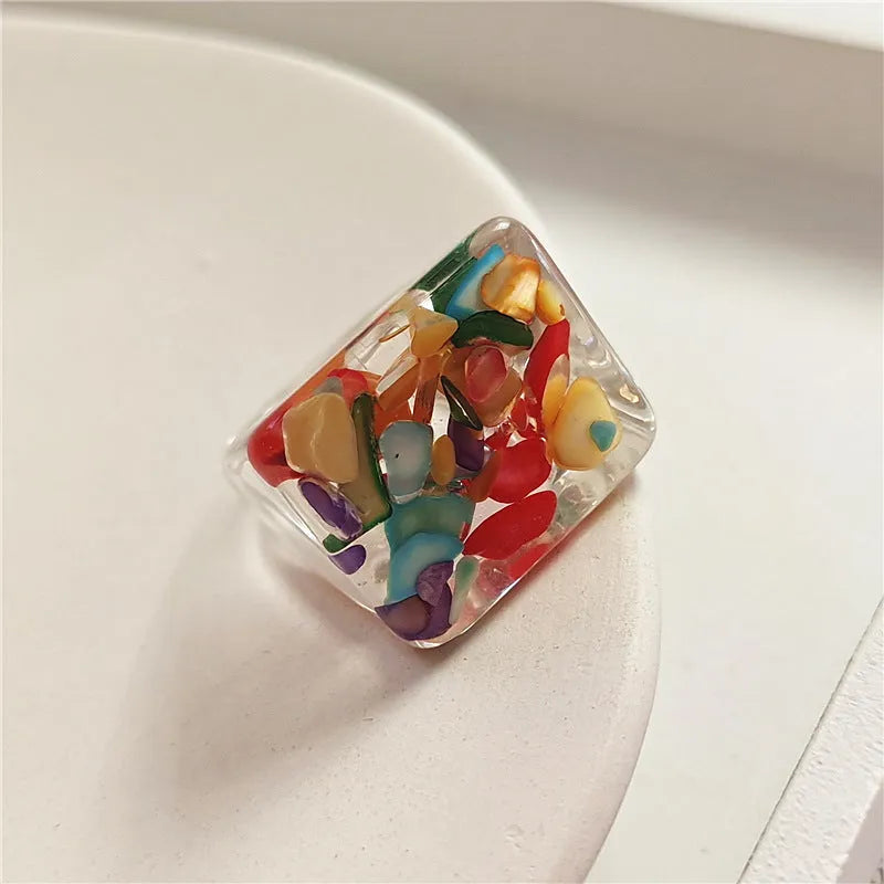 New Transparent Resin Ring Fruit Square Ring Acrylic Ring - EX-STOCK CANADA