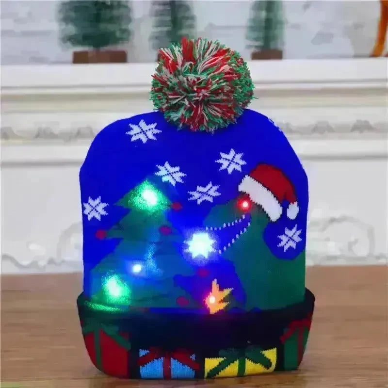 LED Christmas Hat Sweater Knitted Beanie Christmas Light Up Knitted Hat Christmas Gift  Kids Xmas New Year Decorations - EX-STOCK CANADA