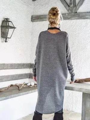 New Fashion Autumn Winter Front Split Sweater Tunic Top Women - EX-STOCK Canada