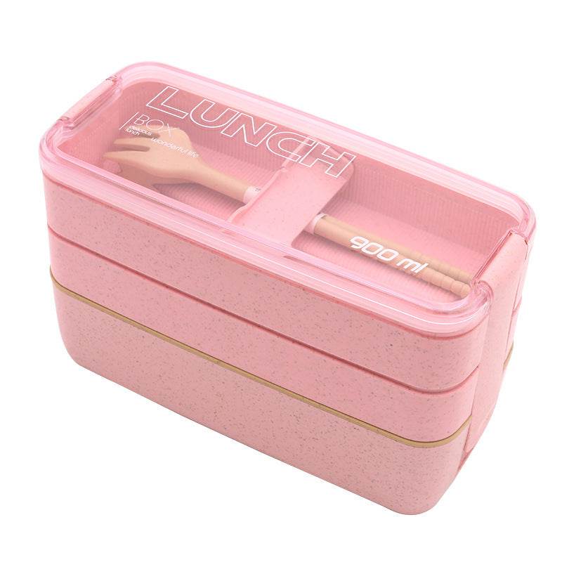 Insulated Bento Lunch Box Three-Layer Wheat Stalk Container - EX-STOCK Canada