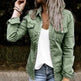 European and American mid-length fitted denim jacket top for women - EX-STOCK CANADA