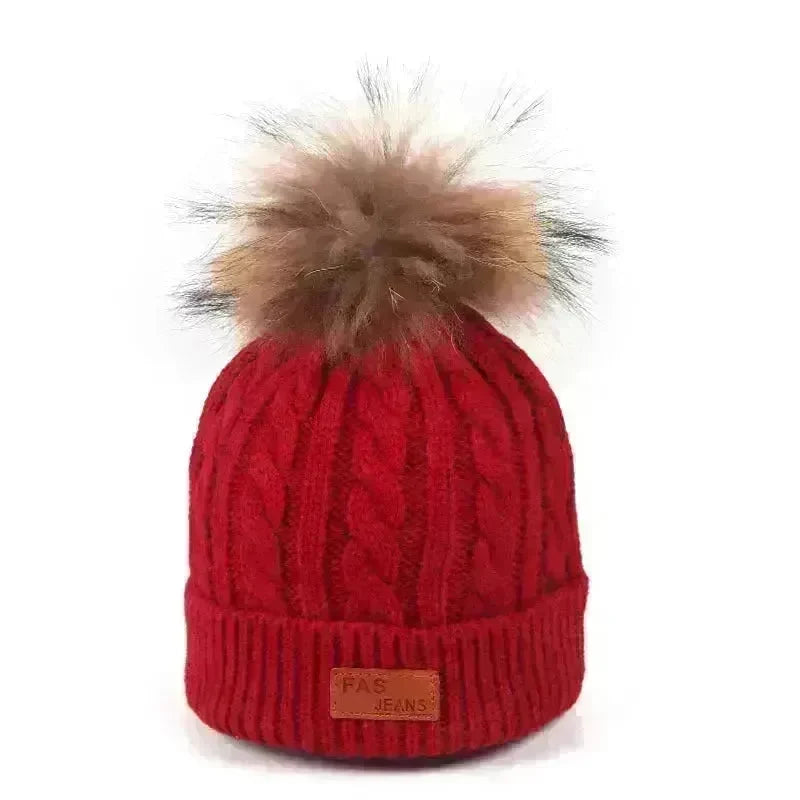 Children Winter Hat kids beanies Kids winter hat baby boy and girl warm woolen beanies faux fur beanies - EX-STOCK CANADA